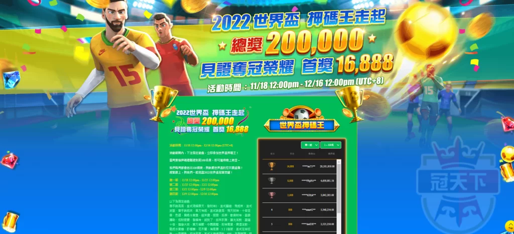 2022世界盃押碼王走起活動